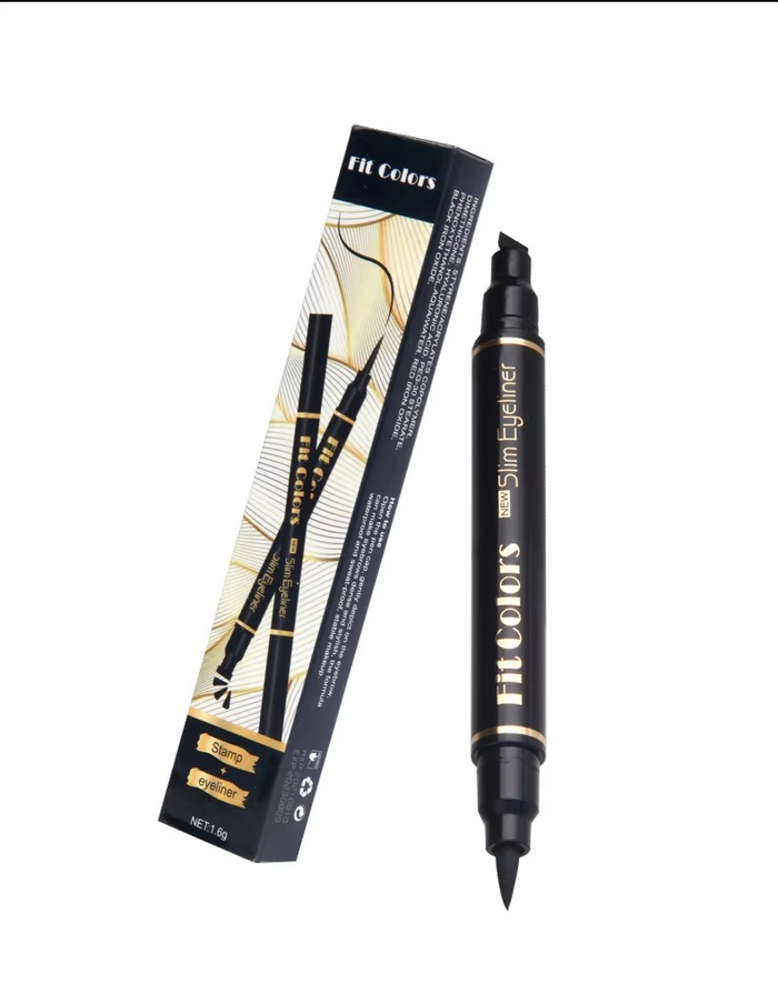 2 In 1 Winged Stamp Liquid Eyeliner Pencil Waterproof Fast Dry Lasting Black Eye Liner Pen | 2 In 1 Fit Colors Eyeliner For Girls | Eyeliner Pen  - Pack Of 01