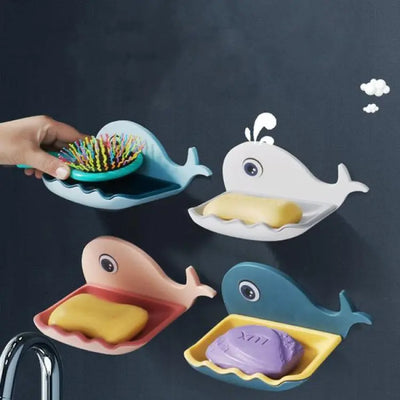 Whale Fish Shaped Soap Holder For Bathroom | Wall Mounted Soap Bar, Holder Rack For Shower Wall, Kitchen, Bathroom - Random Color(1 PC)