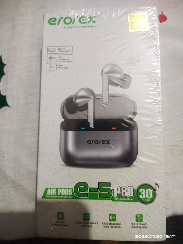 Erorex AirPods E-5 Pro TWS Wireless Bluetooth 5.3 Earbuds With ENC Noise Cancellation, Touch Control & Charging Case