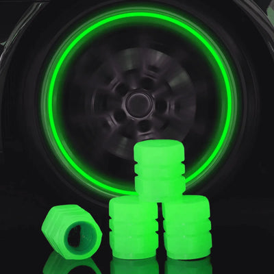 Luminous Valve Motorcycle Bicycle Bike Car Wheel Tyre Hub Cap Fluorescent Night Glowing Luminous Valve Stem Caps Decor ( Random Color ) - Pack Of 01