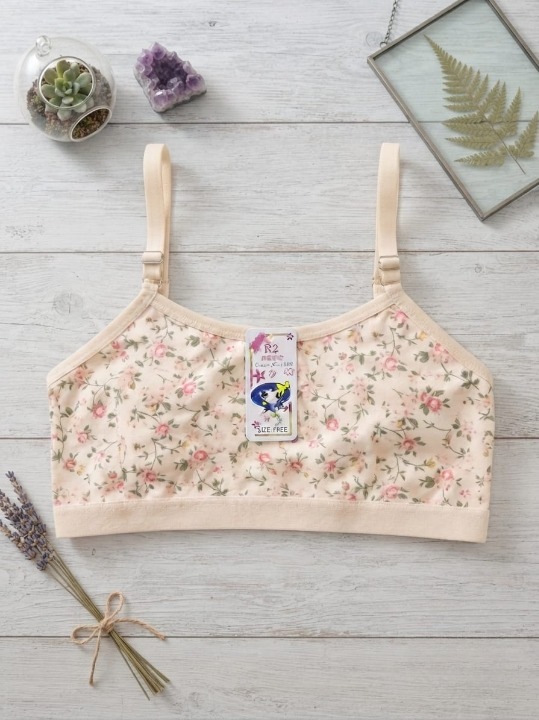 Summer Stuff Soft Printed Cotton Lawn Teenagers Bra – Beige
