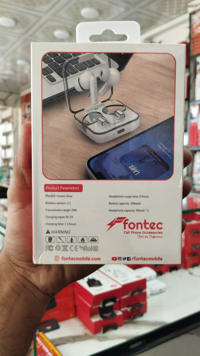 Fontec Glow Wireless Earbuds – Bluetooth 5.3 Gaming Earphones With ENC Noise Cancellation & Transparent Charging Case