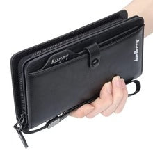 Balebaily Long Zipper Wallet For Men & Women PU Leather Wallet - Black