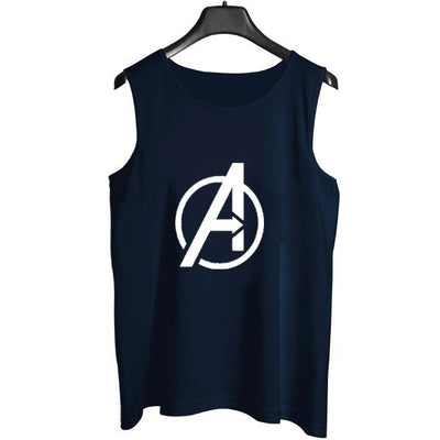 Avengers Logo Sando Tank Top For Men [Navy Blue] | Workout Tank Top Gym Shirts For Men - L