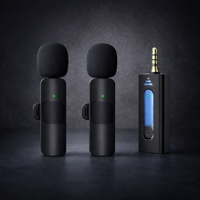 K35 Wireless Single Microphone – High-Quality 2.4GHz Lapel Mic Set With 3.5mm Receiver For Mobile Phones, Cameras, Speakers & Vlogging (Double Mic)