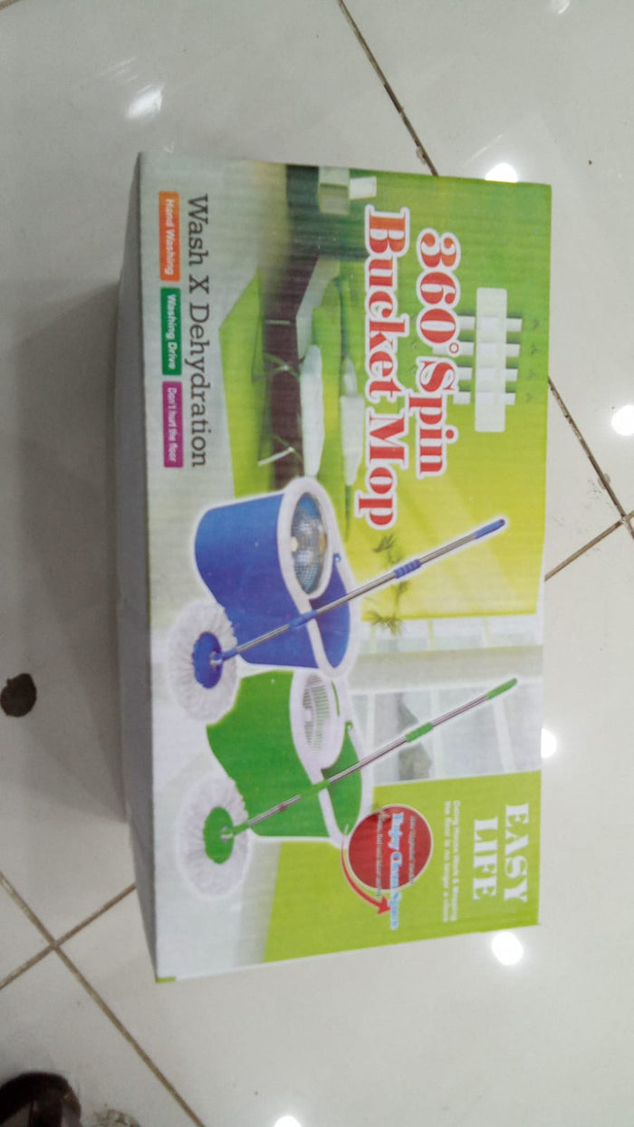 360 Degree Rotating Spin Mop With Stainless Steel Bucket | 360 Degree Rotating Microfiber Mop Head | Home & Office Floor Cleaning Tool