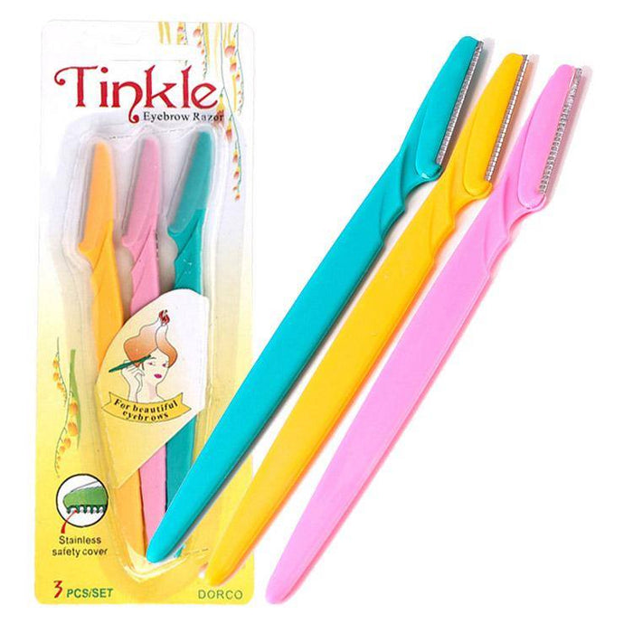 Pack Of 3 - Tinkle Eyebrow Razor Easily Remove Hair For Women - Personal Grooming Tool Designed For Facial Hair Removal And Smooth Skin Maintenance Routine