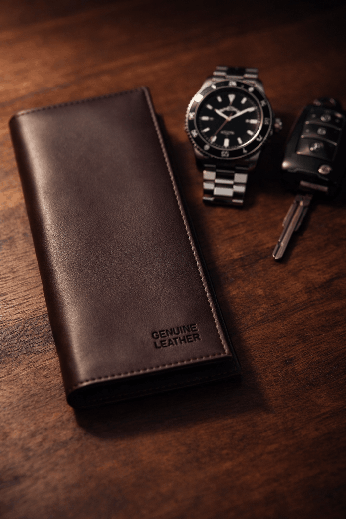 Premium Genuine Leather Long Wallet For Men & Women – Black