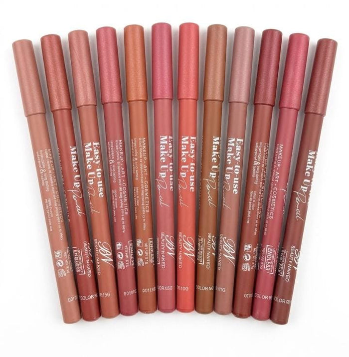 Nude Shades Lip Pencils - Long Lasting High Pigmented Precise Definition Waterproof Lip Liner - Pack Of 12