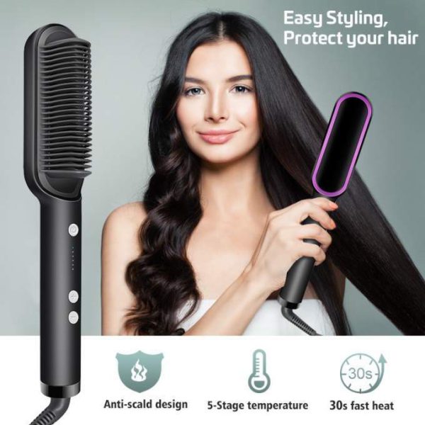 Hqt-909b Electric Professional Hair Straightening Brush (Random Color)