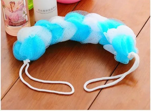 2PCs Wash Brush Bath Back Hanging Mesh Shower Sponge – Soft Exfoliating Braid Loofah (Random Color)