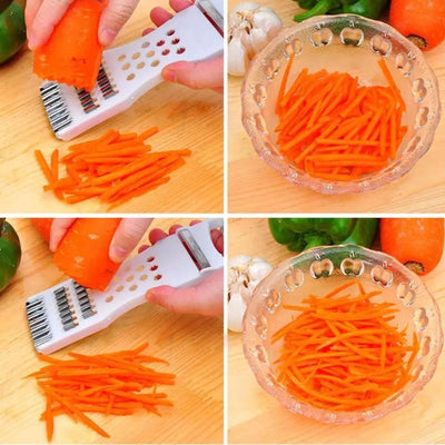 5-In-1 Multi Vegetable Cutter & Peeler – Multipurpose Julienne Slicer, Grater, Metal Scraper, And Fruit & Vegetable Kitchen Tool