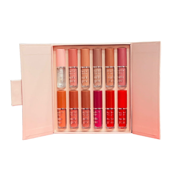 Mocallure 12-Piece High Pigment Lip Gloss Set | Rich & Vibrant Shades – Pink, Red, Peach, Nude & Maroon | Smooth Liquid Texture, Long-Lasting Shine For Any Occasion